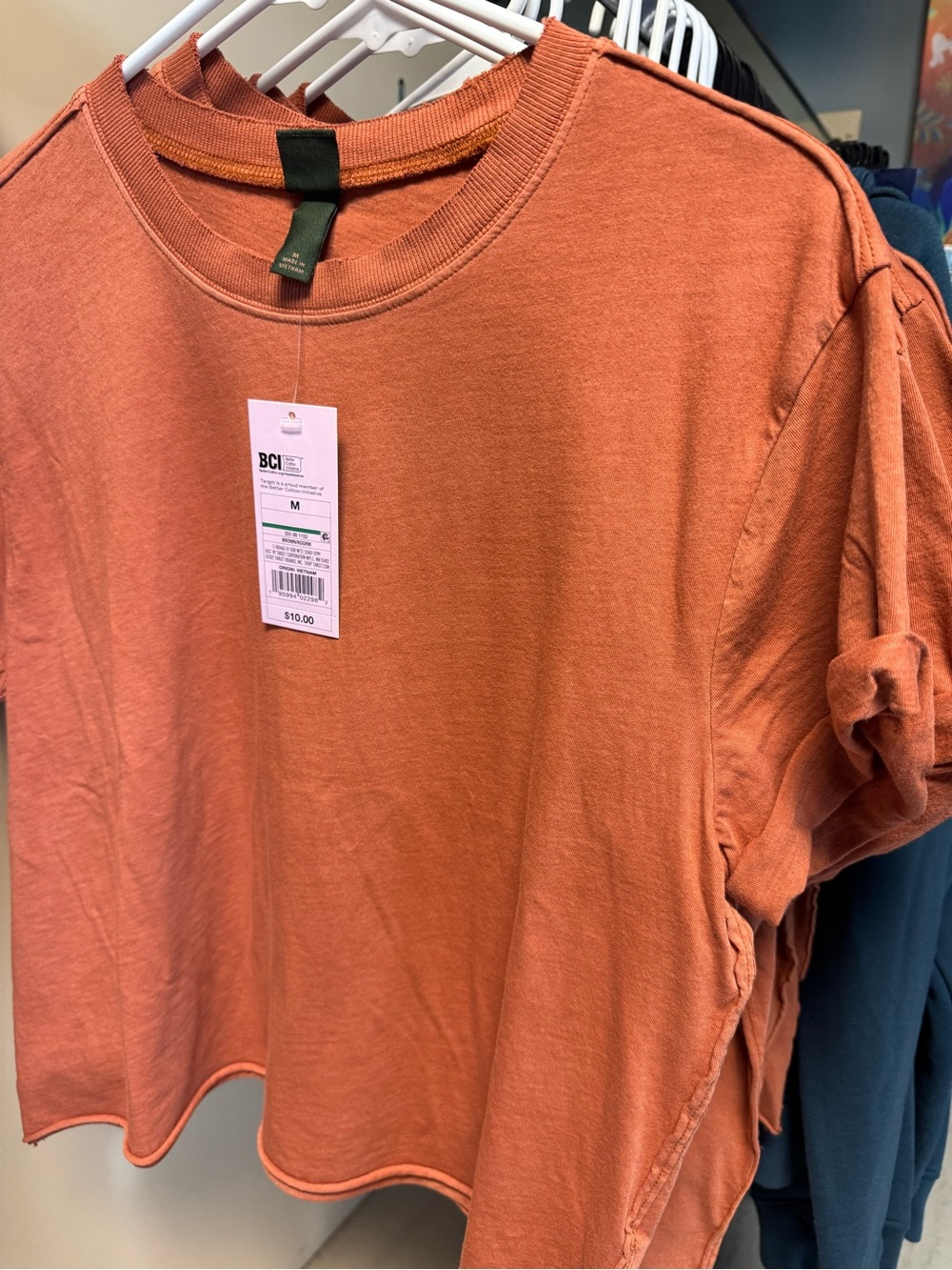 Women's Relaxed Crop Tee - Rust Orange, Size M